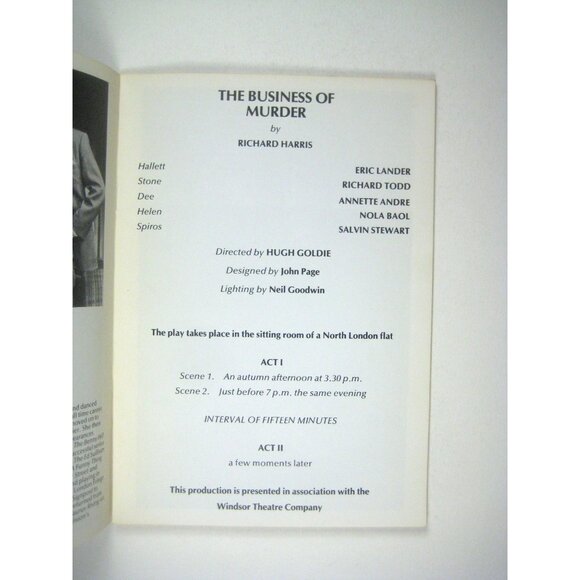Business Of Murder Mayfair Theatre Program 1985 London Richard Todd Lander - Picture 4 of 5